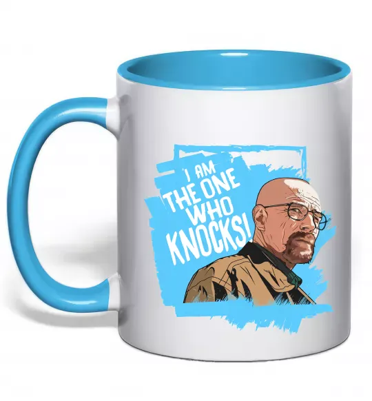 Чашка с цветной ручкой I am the one who knocks Голубой фото