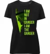 Женская премиум футболка I am not in danger Черный фото