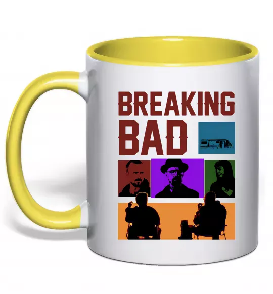 Чашка с цветной ручкой Breaking Bad Пуститися берега Солнечно желтый фото