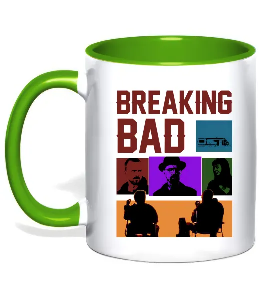 Чашка з кольоровою ручкою Breaking Bad Пуститися берега Лаймовий фото