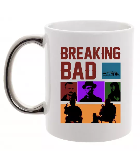 Чашка с цветной ручкой Breaking Bad Пуститися берега Серебро фото