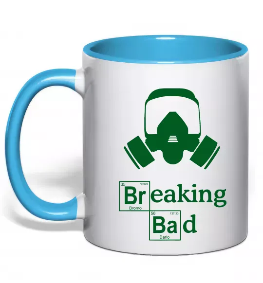Чашка с цветной ручкой Breaking Bad маска Голубой фото