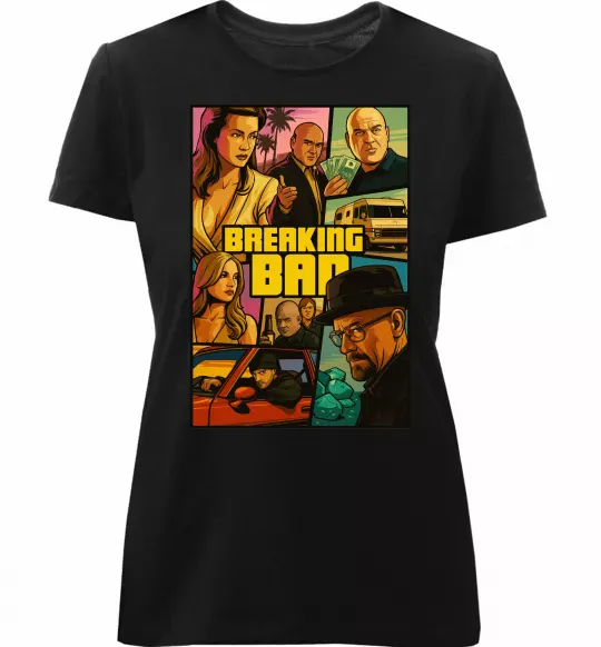 Женская премиум футболка Breaking bad GTA Черный фото