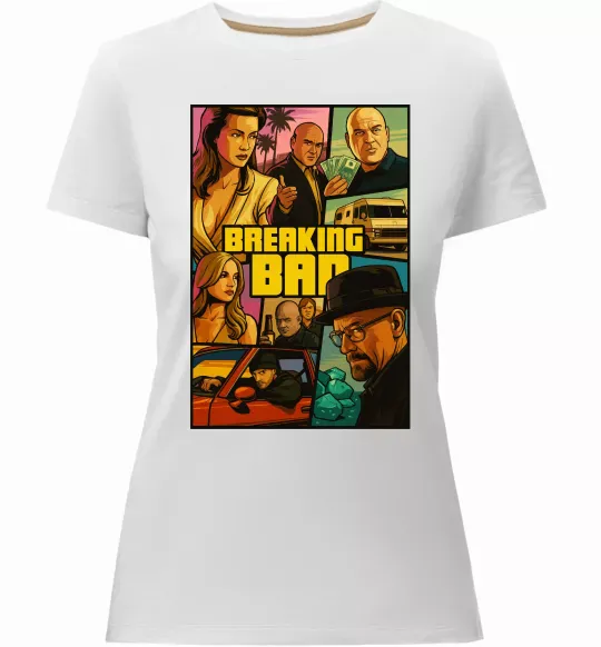 Женская премиум футболка Breaking bad GTA Белый фото
