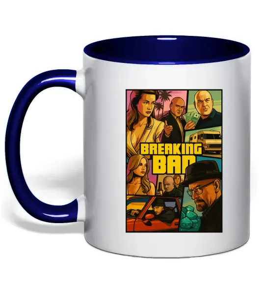 Чашка с цветной ручкой Breaking bad GTA Глубокий темно-синий фото