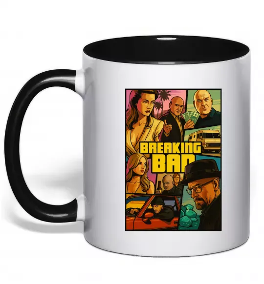 Чашка с цветной ручкой Breaking bad GTA Черный фото
