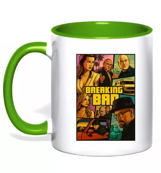Чашка с цветной ручкой Breaking bad GTA Зеленый фото