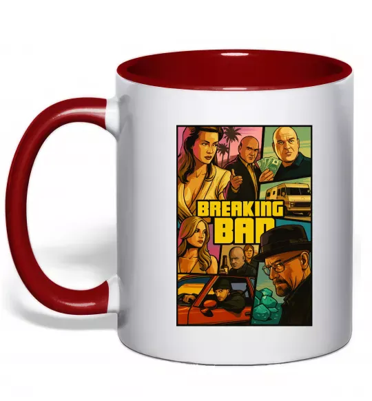 Чашка с цветной ручкой Breaking bad GTA Красный фото
