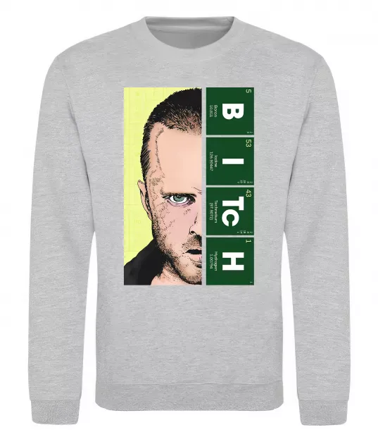 Свитшот BITCh Серый меланж фото