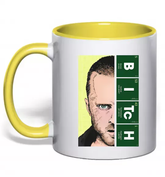 Чашка с цветной ручкой BITCh Солнечно желтый фото