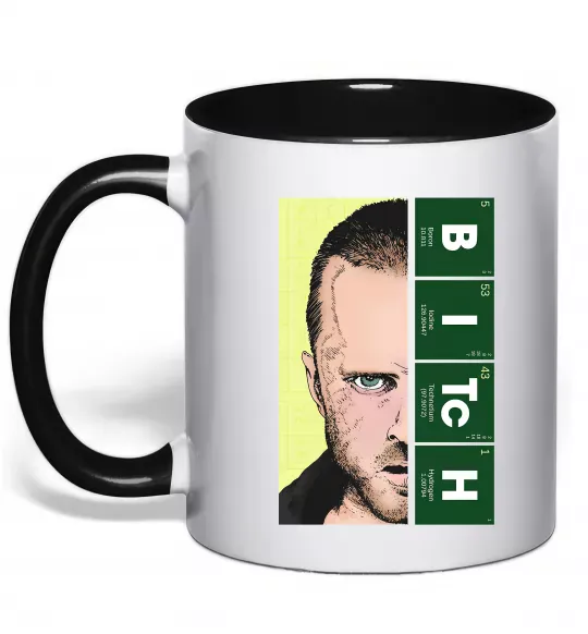 Чашка с цветной ручкой BITCh Черный фото