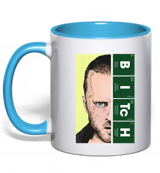 Чашка с цветной ручкой BITCh Голубой фото