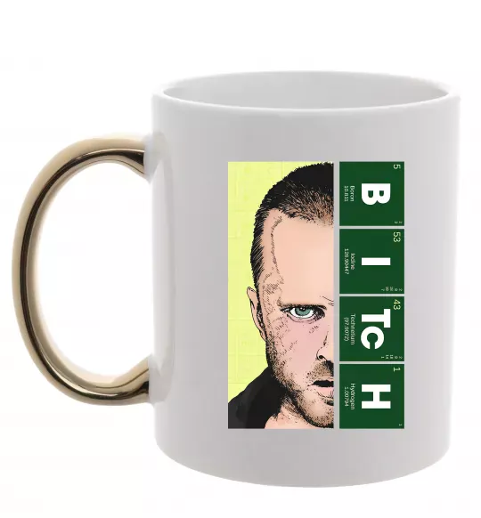 Чашка с цветной ручкой BITCh Золото фото