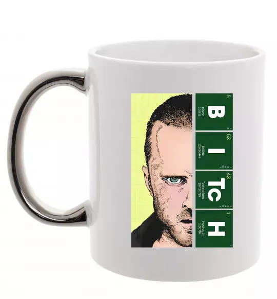 Чашка с цветной ручкой BITCh Серебро фото