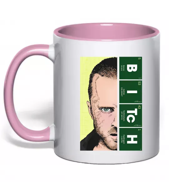 Чашка с цветной ручкой BITCh Нежно розовый фото