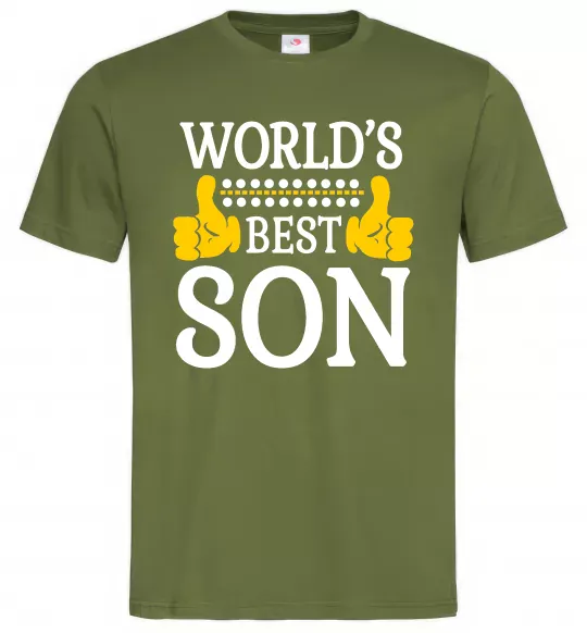 Мужская футболка World`s best son Оливковый фото