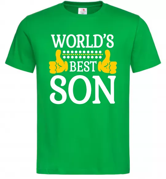 Мужская футболка World`s best son Зеленый фото