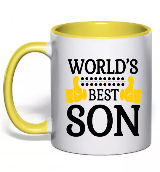 Чашка с цветной ручкой World`s best son Солнечно желтый фото
