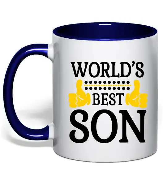 Чашка с цветной ручкой World`s best son Глубокий темно-синий фото