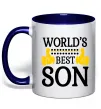 Чашка с цветной ручкой World`s best son Глубокий темно-синий Чашка с цветной ручкой World`s best son Глубокий темно-синий фото