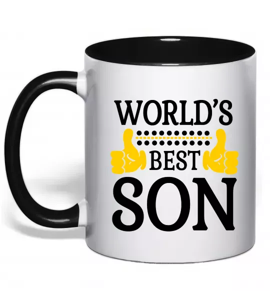 Чашка с цветной ручкой World`s best son Черный фото