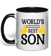 Чашка с цветной ручкой World`s best son Черный Чашка с цветной ручкой World`s best son Черный фото