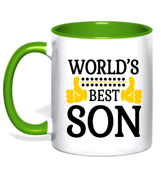 Чашка с цветной ручкой World`s best son Лаймовый фото