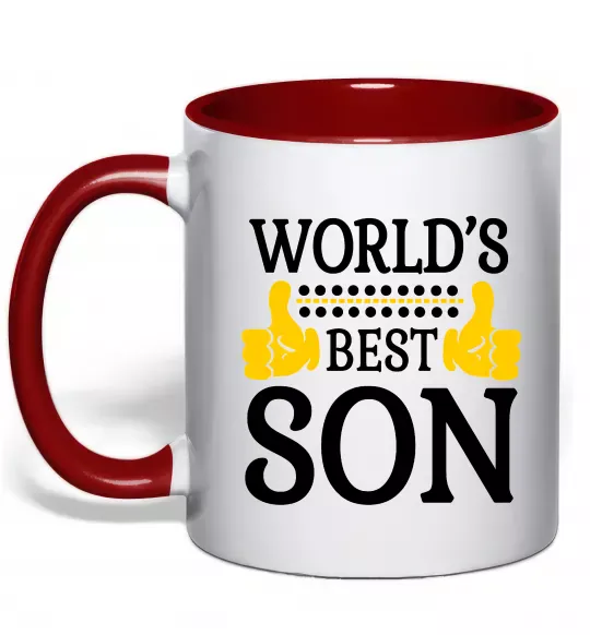 Чашка с цветной ручкой World`s best son Красный фото