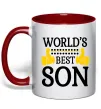 Чашка с цветной ручкой World`s best son Красный Чашка с цветной ручкой World`s best son Красный фото