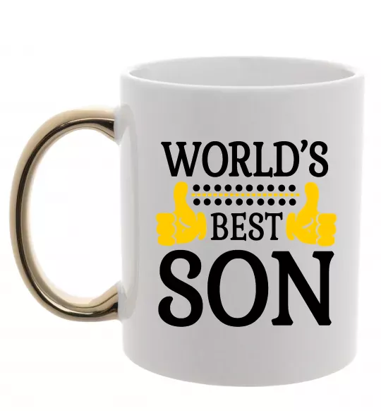 Чашка с цветной ручкой World`s best son Золото фото