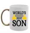 Чашка с цветной ручкой World`s best son Золото Чашка с цветной ручкой World`s best son Золото фото