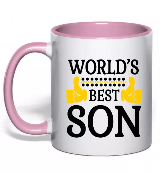 Чашка с цветной ручкой World`s best son Нежно розовый фото