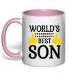 Чашка с цветной ручкой World`s best son Нежно розовый Чашка с цветной ручкой World`s best son Нежно розовый фото