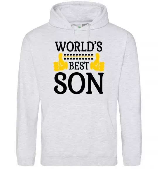 Чоловіча толстовка (худі) World`s best son Сірий меланж фото