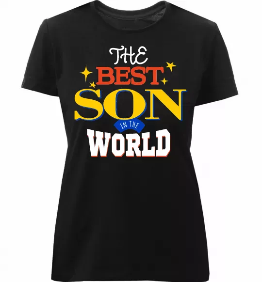 Жіноча преміум футболка Best son in the world Чорний фото