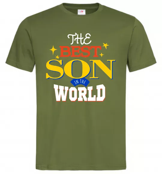 Чоловіча футболка Best son in the world Оливковий фото