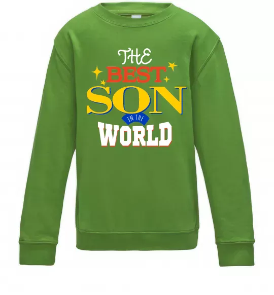 Дитячий світшот Best son in the world Лаймовий фото
