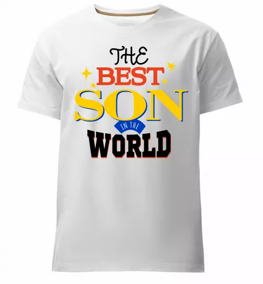 Мужская премиум футболка Best son in the world Белый фото