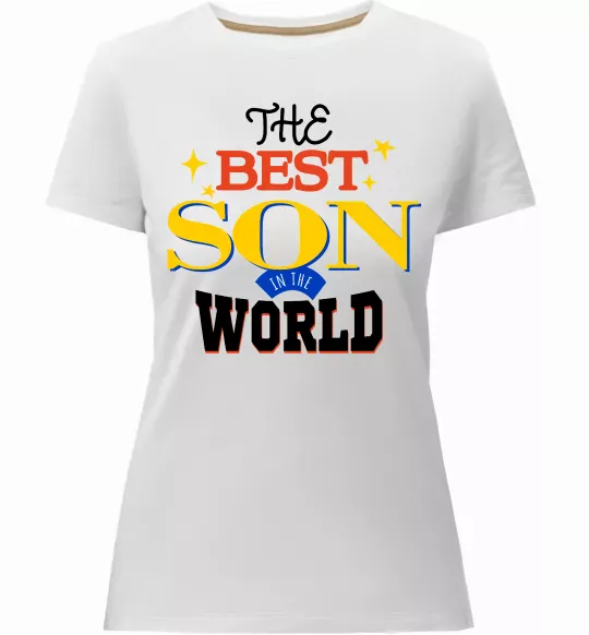 Жіноча преміум футболка Best son in the world Білий фото