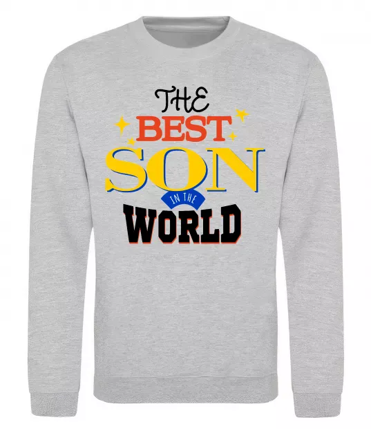 Свитшот Best son in the world Серый меланж фото