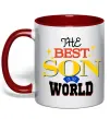 Чашка с цветной ручкой Best son in the world Красный фото