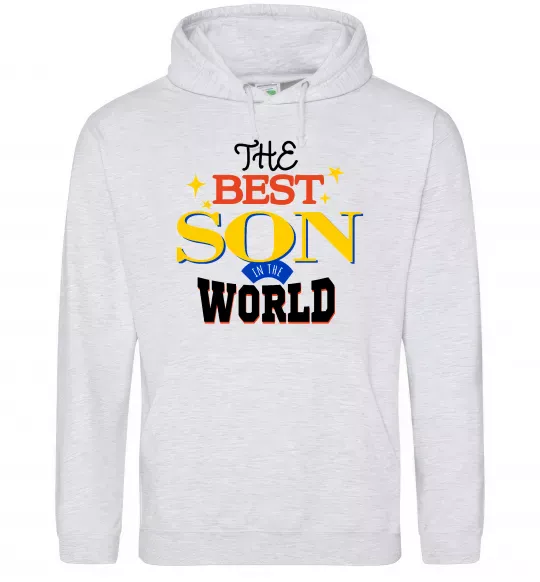 Чоловіча толстовка (худі) Best son in the world Сірий меланж фото