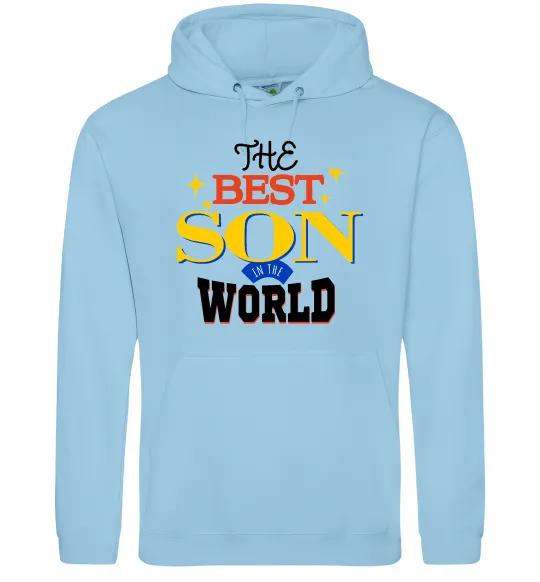 Мужская толстовка (худи) Best son in the world Голубой фото