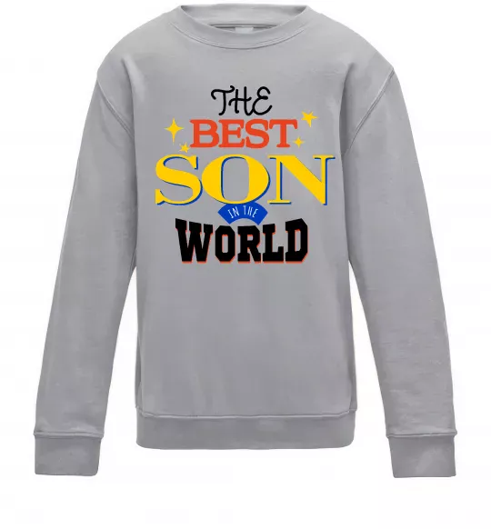 Дитячий світшот Best son in the world Сірий меланж фото