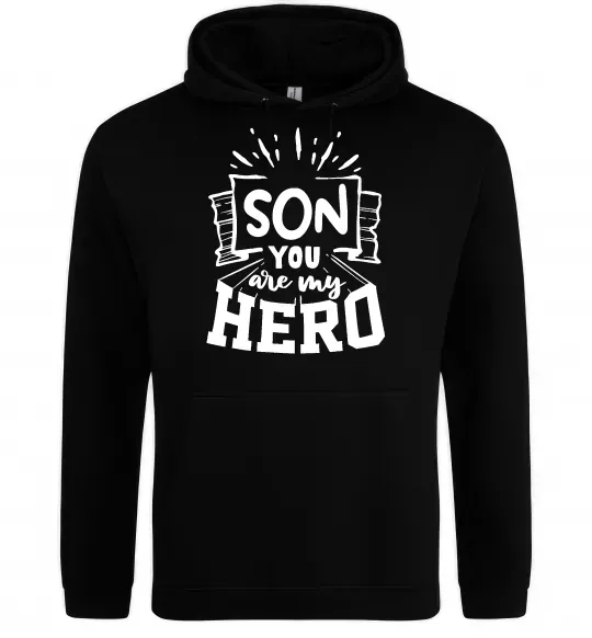 Мужская толстовка (худи) Son you are my hero Черный фото