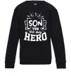 Детский Свитшот Son you are my hero Черный фото