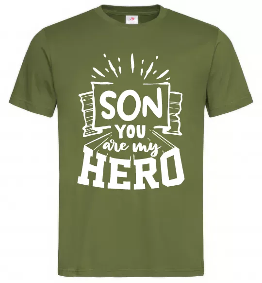Чоловіча футболка Son you are my hero Оливковий фото