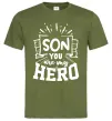 Чоловіча футболка Son you are my hero Оливковий фото