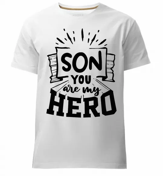 Чоловіча преміум футболка Son you are my hero Білий фото