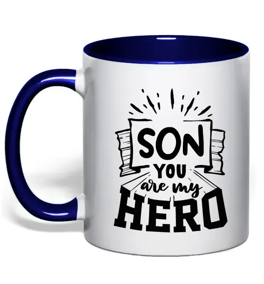 Чашка с цветной ручкой Son you are my hero Глубокий темно-синий фото